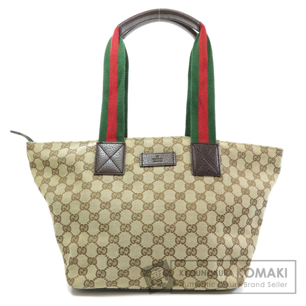 Gucci GG Canvas Web Tote Bag Brown